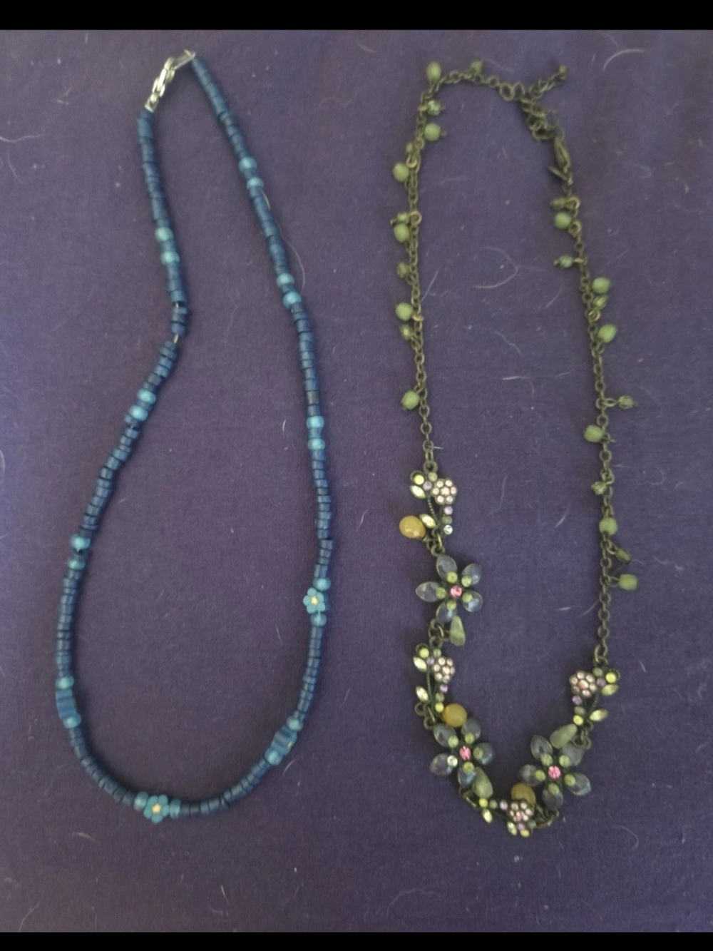 Premier Designs Floral Necklace And Unbranded Blue Beaded Necklace
